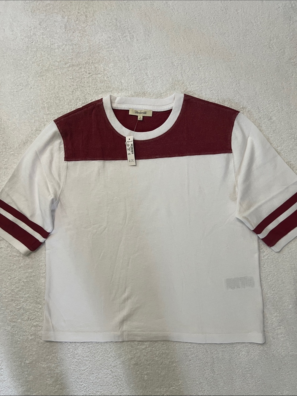 Madewell The Relaxed Varsity Tee in Vintage Jersey, Varsity Red, M
